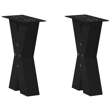 X-Shaped Coffee Table Legs – 2 pcs Black Steel | HipoMarket