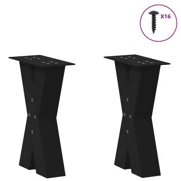 X-Shaped Coffee Table Legs – 2 pcs Black Steel | HipoMarket