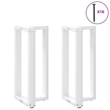 Bar Table Legs T-Shaped 2 pcs White - Durable Steel Design