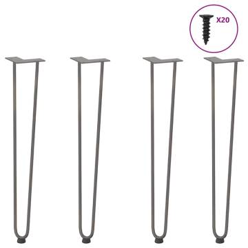 Hairpin Table Legs 4 pcs Natural Steel - 72 cm Solid Steel