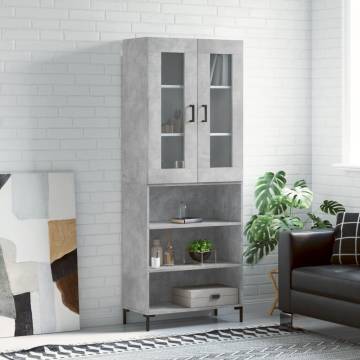 Stylish Highboard Concrete Grey | Durable Engineered Wood