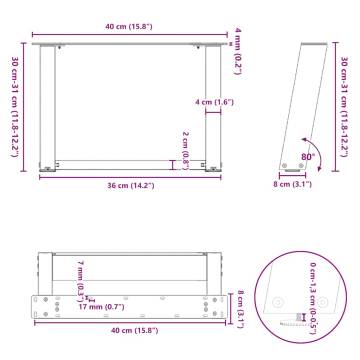 U-Shaped Coffee Table Legs 2 pcs Black - Durable Steel Design