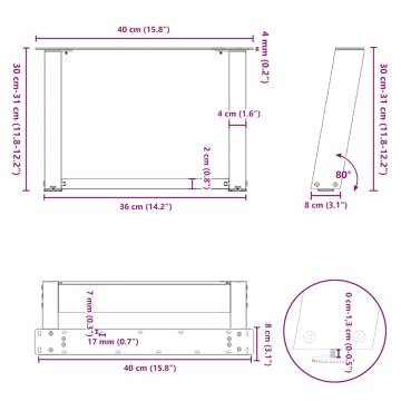 U-Shaped Coffee Table Legs - Anthracite Steel | HipoMarket