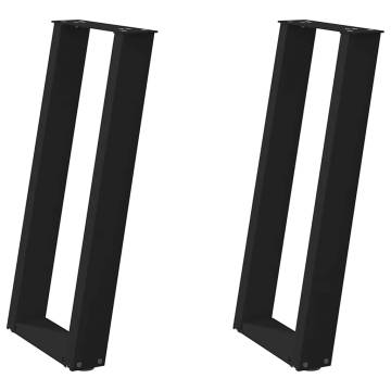 U-Shaped Console Table Legs - Black Steel - 38x(72-73) cm