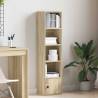 Stylish Bookcase in Sonoma Oak - 31x24x127 cm Engineered Wood