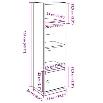 Stylish Brown Oak Bookcase - 31x24x102 cm Engineered Wood