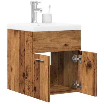 Stylish 2 Piece Bathroom Furniture Set - Old Wood Design