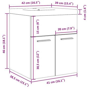 Stylish 2 Piece Bathroom Furniture Set - Old Wood Design