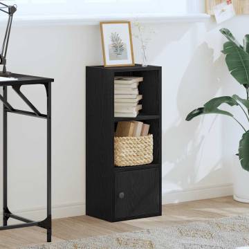 Stylish Black Oak Bookcase - 31x24x77 cm Engineered Wood