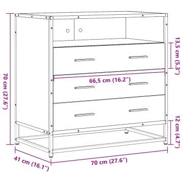 Stylish Black Drawer Cabinet - 70x41x70 cm | HipoMarket