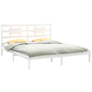 White Solid Wood Bed Frame 180x200 cm Super King Size - Hipomarket