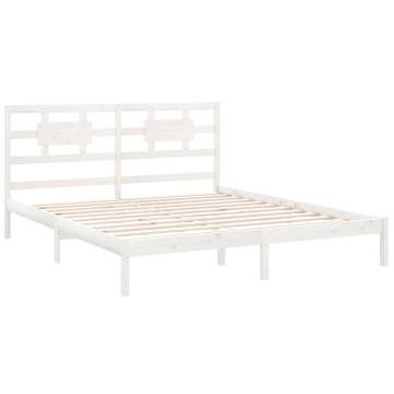 White Solid Wood Bed Frame 180x200 cm Super King Size - Hipomarket