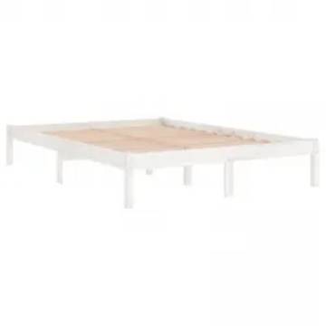 White Solid Wood Bed Frame 180x200 cm Super King Size - Hipomarket