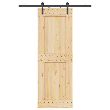 Sliding Door with Hardware Set - Solid Pine Wood 85x210 cm