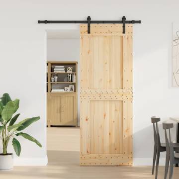 Sliding Door with Hardware Set - Solid Pine Wood 85x210 cm