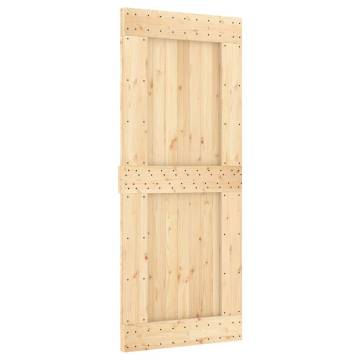 Sliding Door with Hardware Set - Solid Pine Wood 85x210 cm