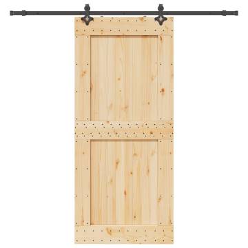 Solid Wood Pine Sliding Door with Hardware Set | 100x210 cm