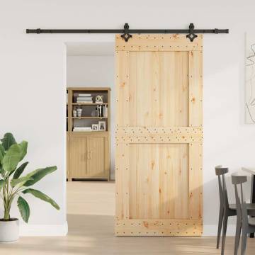 Solid Wood Pine Sliding Door with Hardware Set | 100x210 cm