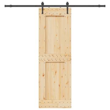 Sliding Door with Hardware Set - Solid Pine Wood 70x210 cm