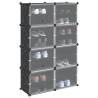 Storage Cube Organiser with 8 Cubes & Doors - Black PP