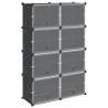 Storage Cube Organiser with 8 Cubes & Doors - Black PP