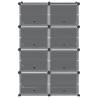 Storage Cube Organiser with 8 Cubes & Doors - Black PP