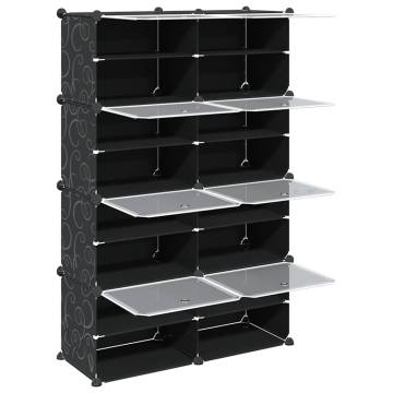 Storage Cube Organiser with 8 Cubes & Doors - Black PP