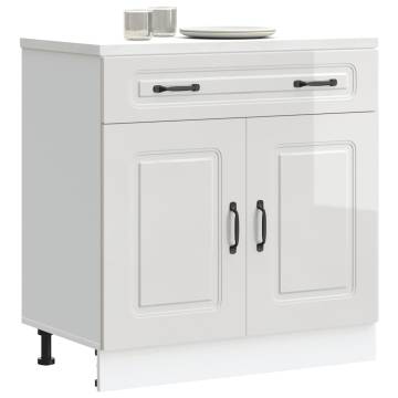 Kalmar High Gloss White Kitchen Base Cabinet - Durable Storage