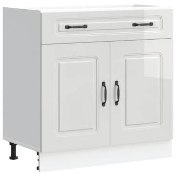 Kalmar High Gloss White Kitchen Base Cabinet - Durable Storage