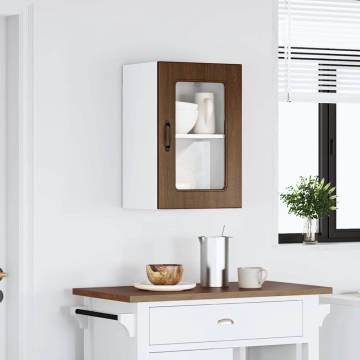 Kalmar Brown Oak Kitchen Wall Cabinet with Glass Door