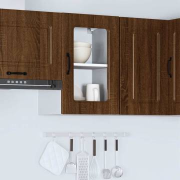 Kalmar Brown Oak Kitchen Wall Cabinet with Glass Door