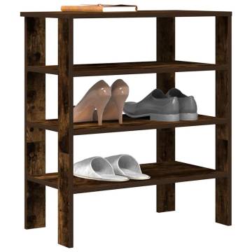 Elegant Smoked Oak Shoe Rack - Space-Saving Design (61x32x70 cm)