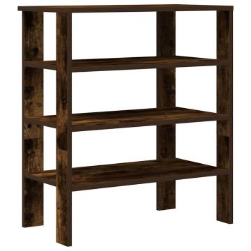 Elegant Smoked Oak Shoe Rack - Space-Saving Design (61x32x70 cm)