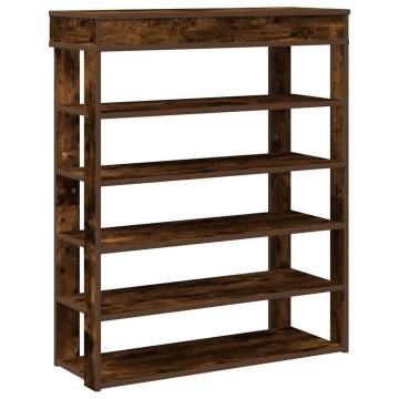 Elegant Smoked Oak Shoe Rack - Space-Saving & Durable Design