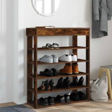 Elegant Smoked Oak Shoe Rack - Space-Saving & Durable Design