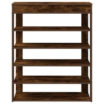 Elegant Smoked Oak Shoe Rack - Space-Saving & Durable Design