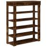 Elegant Smoked Oak Shoe Rack - Space-Saving & Durable Design