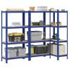 4-Layer Storage Shelves - 3 pcs Blue Steel & Engineered Wood