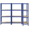 4-Layer Storage Shelves - 3 pcs Blue Steel & Engineered Wood