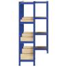 4-Layer Storage Shelves - 3 pcs Blue Steel & Engineered Wood