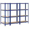 4-Layer Storage Shelves - 3 pcs Blue Steel & Engineered Wood