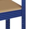 4-Layer Storage Shelves - 3 pcs Blue Steel & Engineered Wood