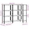 4-Layer Storage Shelves - 3 pcs Blue Steel & Engineered Wood