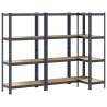 4-Layer Storage Shelves - 3 pcs Anthracite Steel & Wood