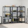 4-Layer Storage Shelves - 3 pcs Anthracite Steel & Wood