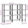 4-Layer Storage Shelves - 3 pcs Anthracite Steel & Wood