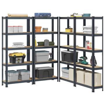 5-Layer Storage Shelves - Anthracite Steel & Wood - 4 pcs