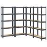 5-Layer Storage Shelves - Anthracite Steel & Wood - 4 pcs