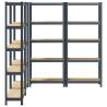 5-Layer Storage Shelves - Anthracite Steel & Wood - 4 pcs