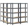 5-Layer Storage Shelves - Anthracite Steel & Wood - 4 pcs